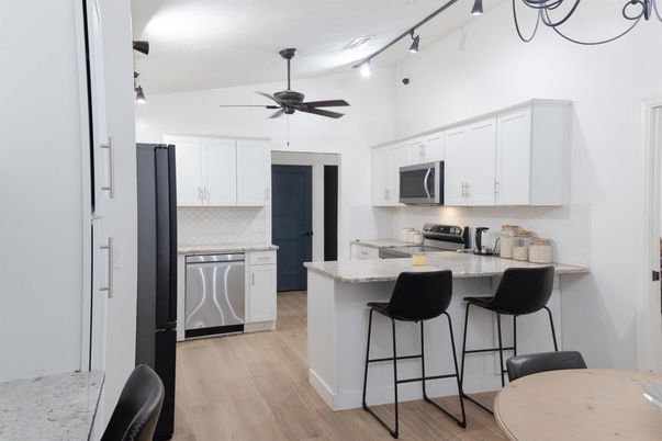 Interior, Kitchen, Stainless Steel Appliances, Wood Texture Flooring