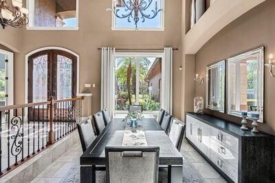 Chandelier, Dining room, Interior, Wooden Beams