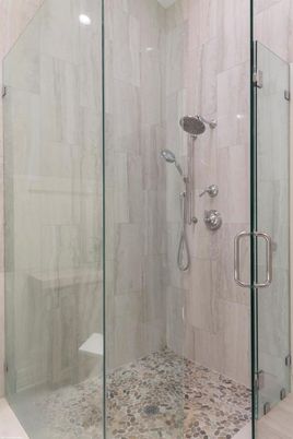 Bathroom, Glass Shower, Interior, Marble Walls