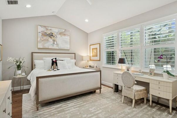 Bedroom, Home Office, Interior, Recessed Lighting, Wood Texture Flooring
