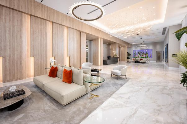 Interior, Living room, Marble, Pendant Lights, Recessed Lighting, Wooden Walls
