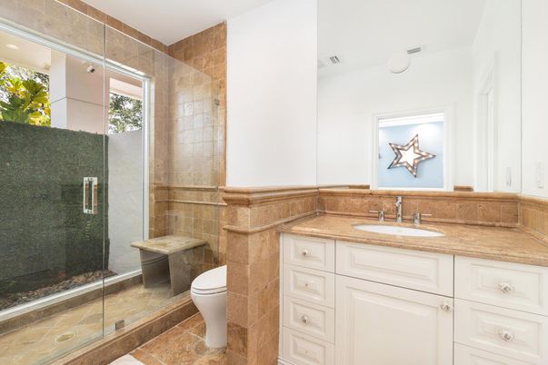 Bathroom, Glass Shower, Interior, Recessed Lighting