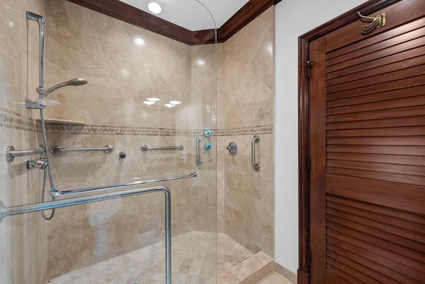 Bathroom, Glass Shower, Interior, Recessed Lighting