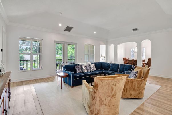 Interior, Living room, Recessed Lighting, Wood Texture Flooring