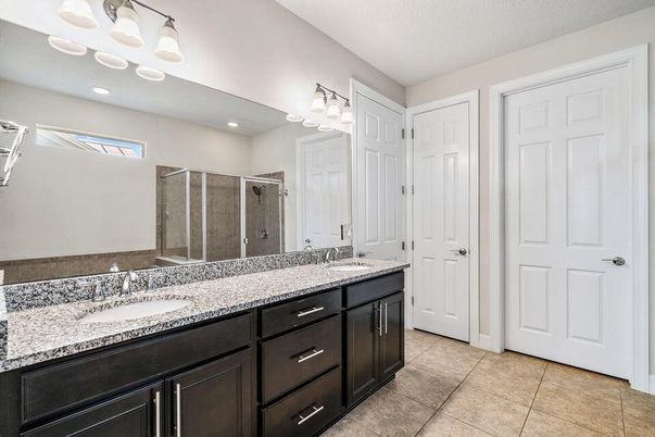 Bathroom, Dual Sink Vanities, Glass Shower, Interior, Recessed Lighting