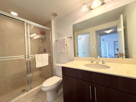 Bathroom, Glass Shower, Interior, Recessed Lighting