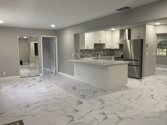 Interior, Kitchen, Marble, Recessed Lighting, Stainless Steel Appliances