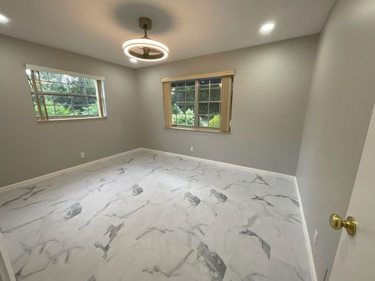 Empty room, Interior, Marble, Pendant Lights, Recessed Lighting