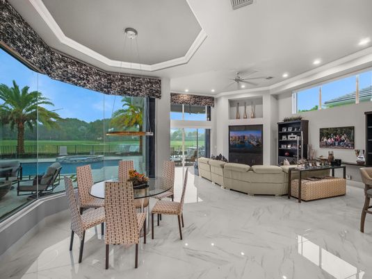 Dining room, Interior, Living room, Marble, Recessed Lighting