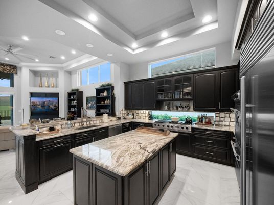 Interior, Kitchen, Marble, Recessed Lighting, Stainless Steel Appliances