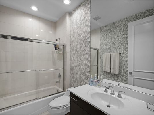 Bathroom, Glass Shower, Interior, Recessed Lighting