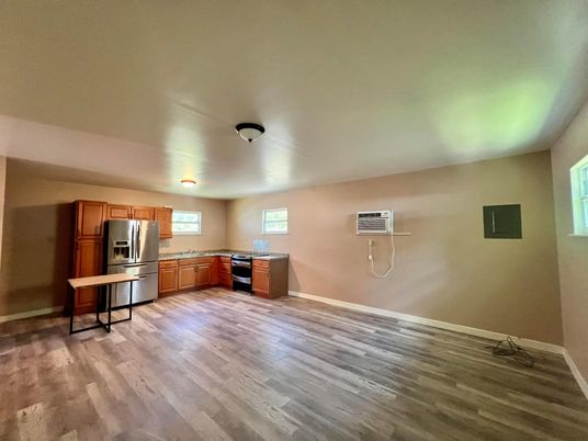 Interior, Kitchen, Stainless Steel Appliances, Wood Texture Flooring