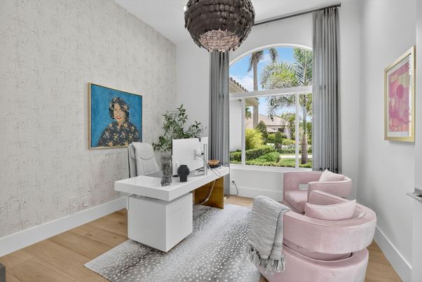 Chandelier, Home Office, Interior, Wood Texture Flooring