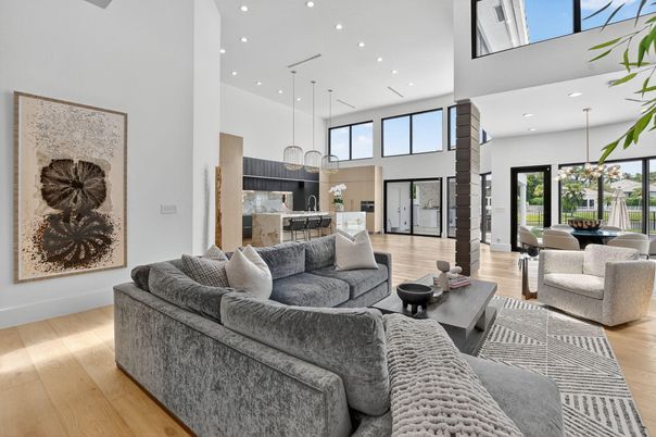 Dining room, Interior, Kitchen, Living room, Pendant Lights, Recessed Lighting, Wood Texture Flooring
