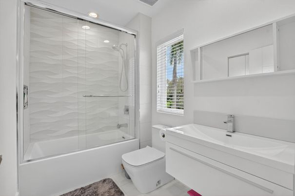Bathroom, Glass Shower, Interior, Recessed Lighting