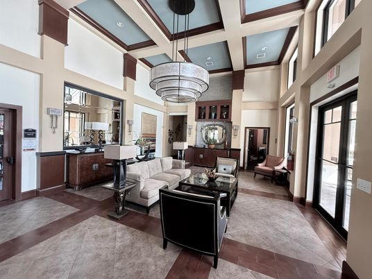 Chandelier, Interior, Living room, Pendant Lights, Recessed Lighting, Wood Texture Flooring