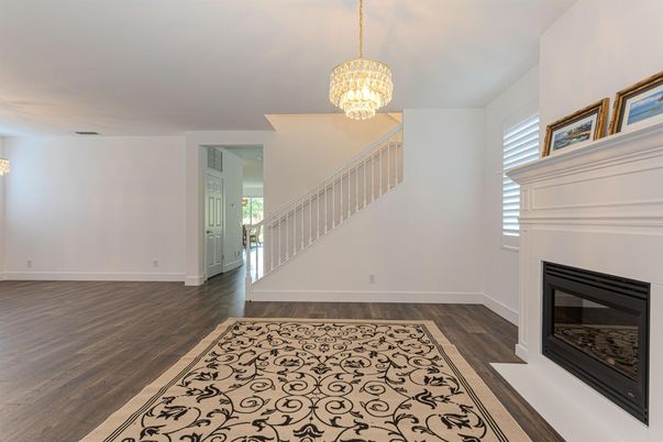 Chandelier, Fireplace, Interior, Pendant Lights, Wood Texture Flooring