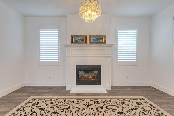Chandelier, Fireplace, Interior, Wood Texture Flooring