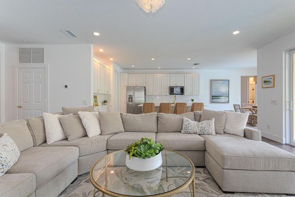 Dining room, Interior, Kitchen, Living room, Recessed Lighting, Stainless Steel Appliances