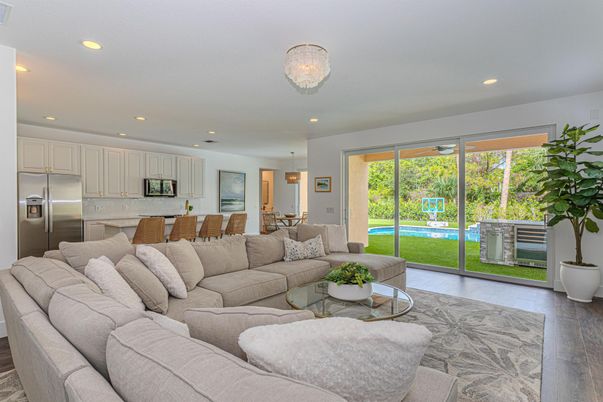 Dining room, Interior, Kitchen, Living room, Pendant Lights, Recessed Lighting, Stainless Steel Appliances, Wood Texture Flooring