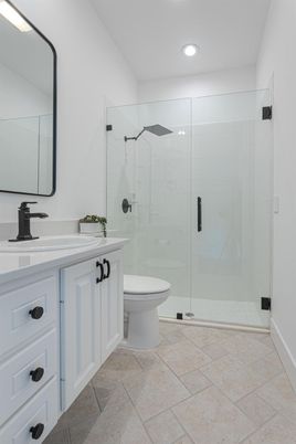 Bathroom, Glass Shower, Interior, Recessed Lighting