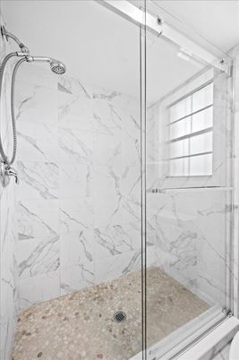 Bathroom, Glass Shower, Interior, Marble Walls