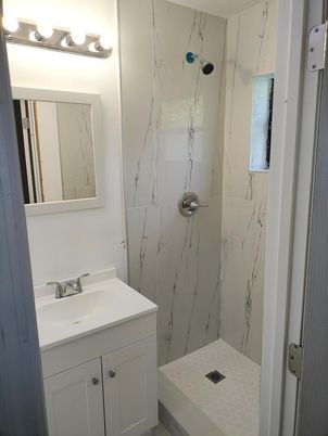 Bathroom, Glass Shower, Interior, Marble Walls