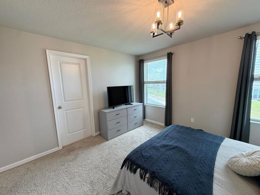 Bedroom, Chandelier, Interior