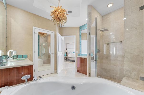 Bathroom, Glass Shower, Interior, Recessed Lighting