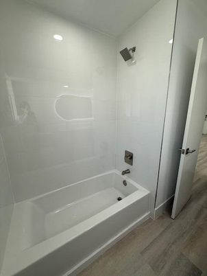 Bathroom, Interior, Recessed Lighting, Wood Texture Flooring
