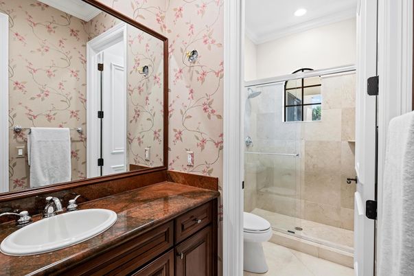 Bathroom, Glass Shower, Interior, Recessed Lighting