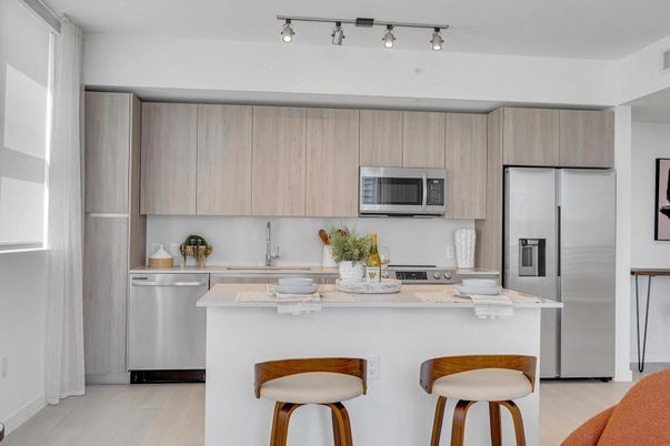 Interior, Kitchen, Stainless Steel Appliances, Wood Texture Flooring