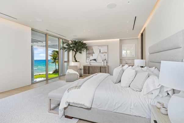Bedroom, Interior, Recessed Lighting, Water, Wood Texture Flooring