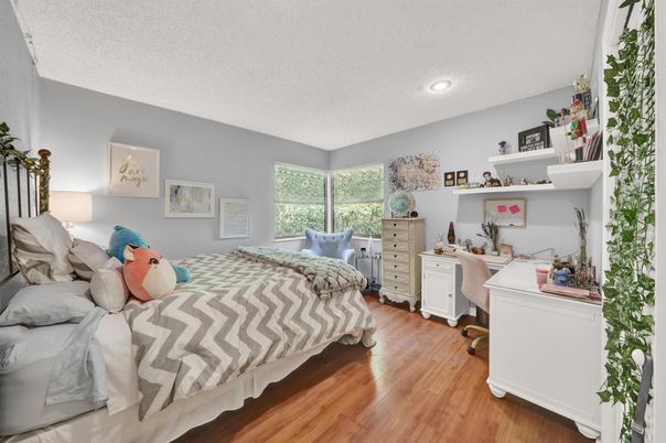 Bedroom, Home Office, Interior, Recessed Lighting, Wood Texture Flooring