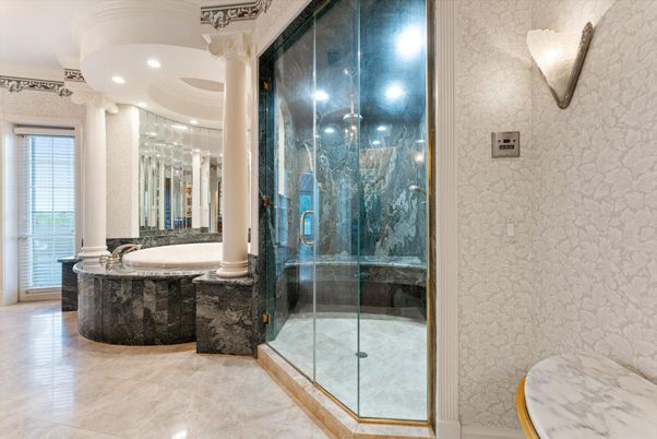 Bathroom, Glass Shower, Interior, Recessed Lighting