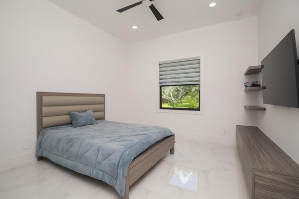 Bedroom, Interior, Marble, Recessed Lighting