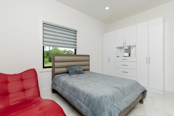 Bedroom, Interior, Marble, Recessed Lighting