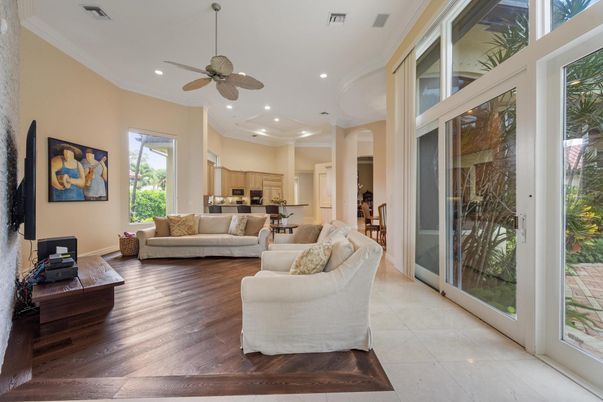 Interior, Kitchen, Living room, Recessed Lighting, Wood Texture Flooring