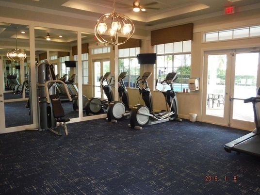 Chandelier, Fitness Equipment, Gym, Interior, Pendant Lights, Recessed Lighting