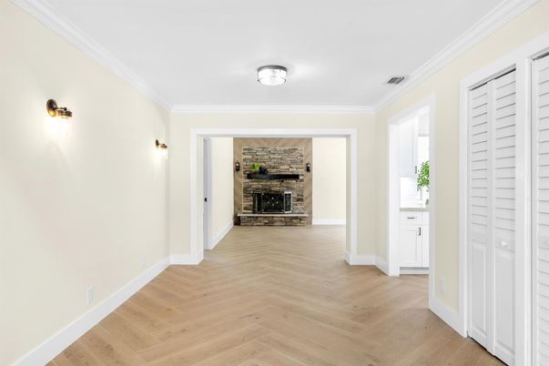 Fireplace, Interior, Stone Walls, Wood Texture Flooring