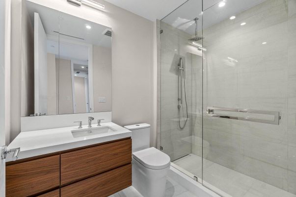 Bathroom, Glass Shower, Interior, Recessed Lighting