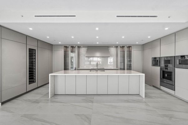 Interior, Kitchen, Marble, Recessed Lighting, Stainless Steel Appliances