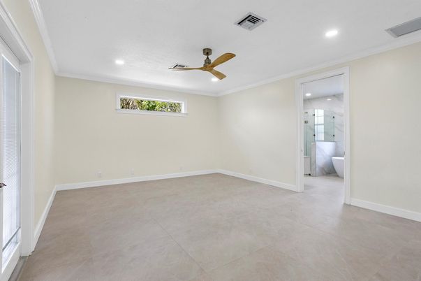 Bathroom, Empty room, Glass Shower, Interior, Recessed Lighting