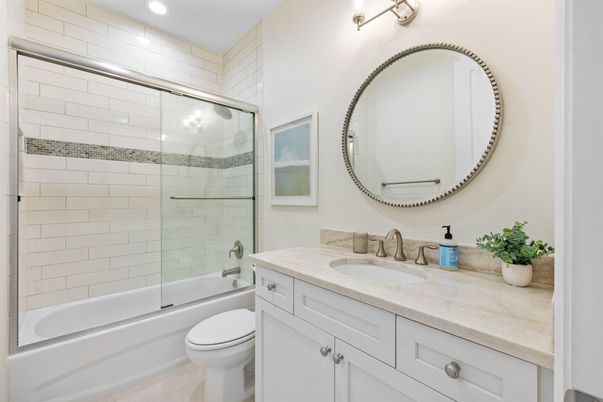 Bathroom, Glass Shower, Interior, Recessed Lighting