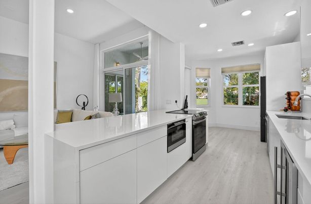Interior, Kitchen, Recessed Lighting, Wood Texture Flooring