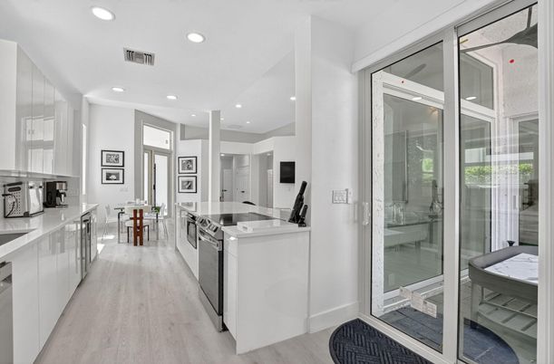 Interior, Kitchen, Recessed Lighting, Wood Texture Flooring