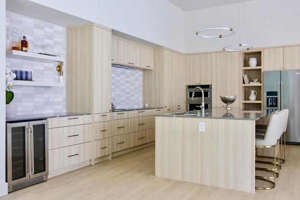 Interior, Kitchen, Pendant Lights, Stainless Steel Appliances, Wood Texture Flooring