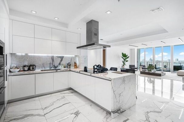 Interior, Kitchen, Living room, Marble, Marble Walls, Recessed Lighting
