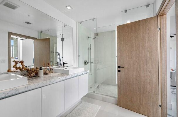 Bathroom, Dual Sink Vanities, Glass Shower, Interior, Recessed Lighting