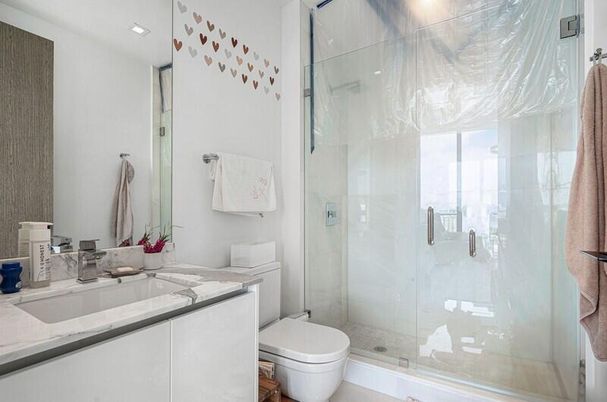 Bathroom, Glass Shower, Interior, Marble Walls, Recessed Lighting